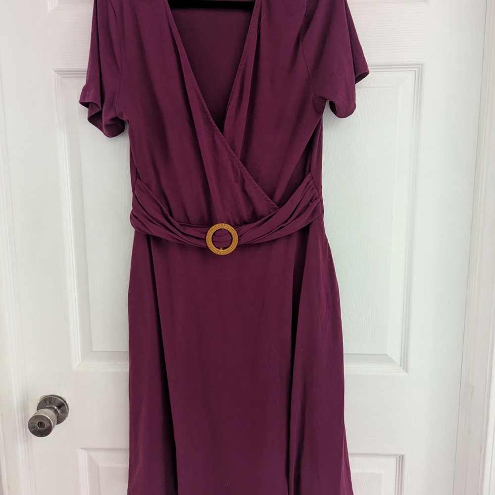 Women’s Plum Wrap Dress with Belt